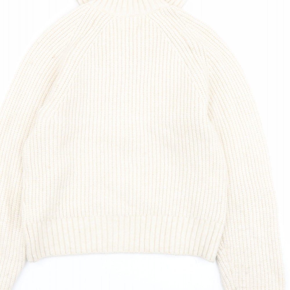 H&M Womens Ivory Collared Acrylic Pullover Jumper Size S