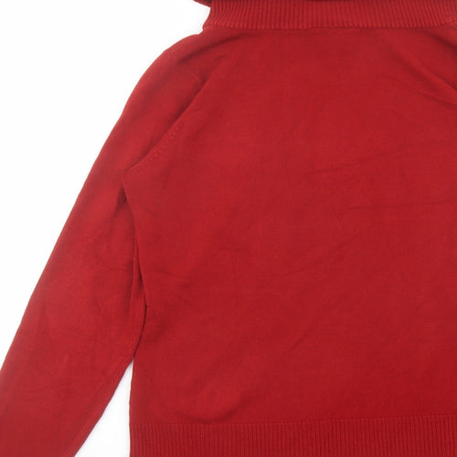 BHS Womens Red Roll Neck Acrylic Pullover Jumper Size 14