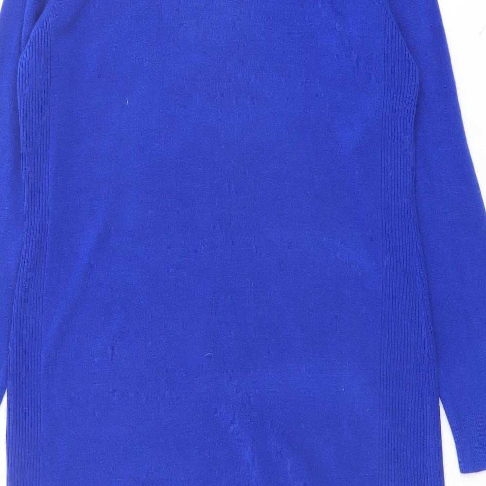 BHS Womens Blue Round Neck Acrylic Pullover Jumper Size 16