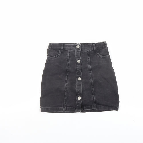 F&F Girls Grey Cotton A-Line Skirt Size 10-11 Years Regular Button