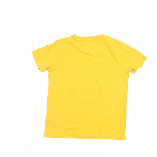 Marks and Spencer Boys Yellow Cotton Basic T-Shirt Size 10-11 Years Round Neck Pullover - Harry Potter Hufflepuff
