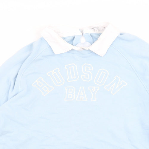 NEXT Womens Blue Cotton Pullover Sweatshirt Size XL Button - Hudson Bay