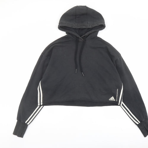 adidas Womens Black Cotton Pullover Hoodie Size 10 Pullover
