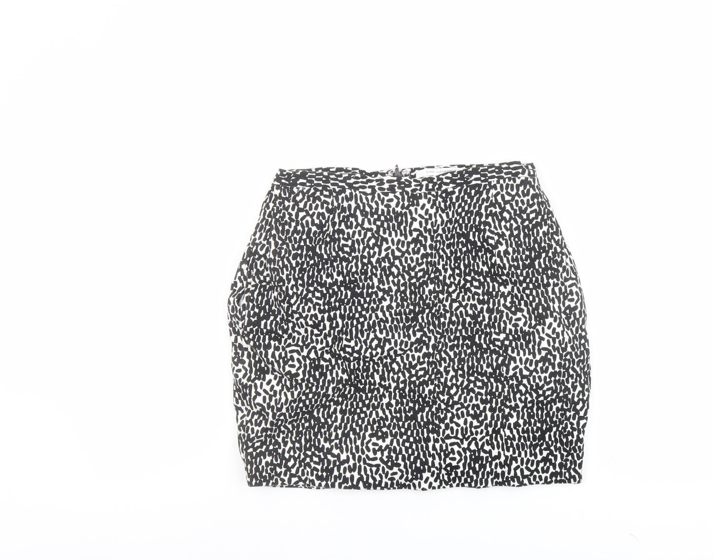 Diane von Furstenberg Womens Black Geometric Cotton Bandage Skirt Size 8 Zip