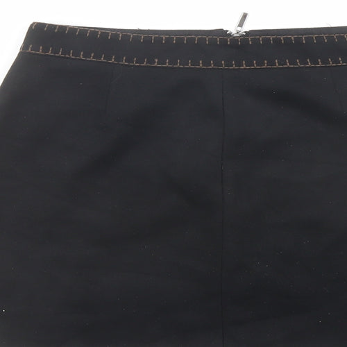 Zara Womens Black Polyester Mini Skirt Size S Zip