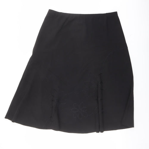 Classics Womens Black Polyester Swing Skirt Size 16