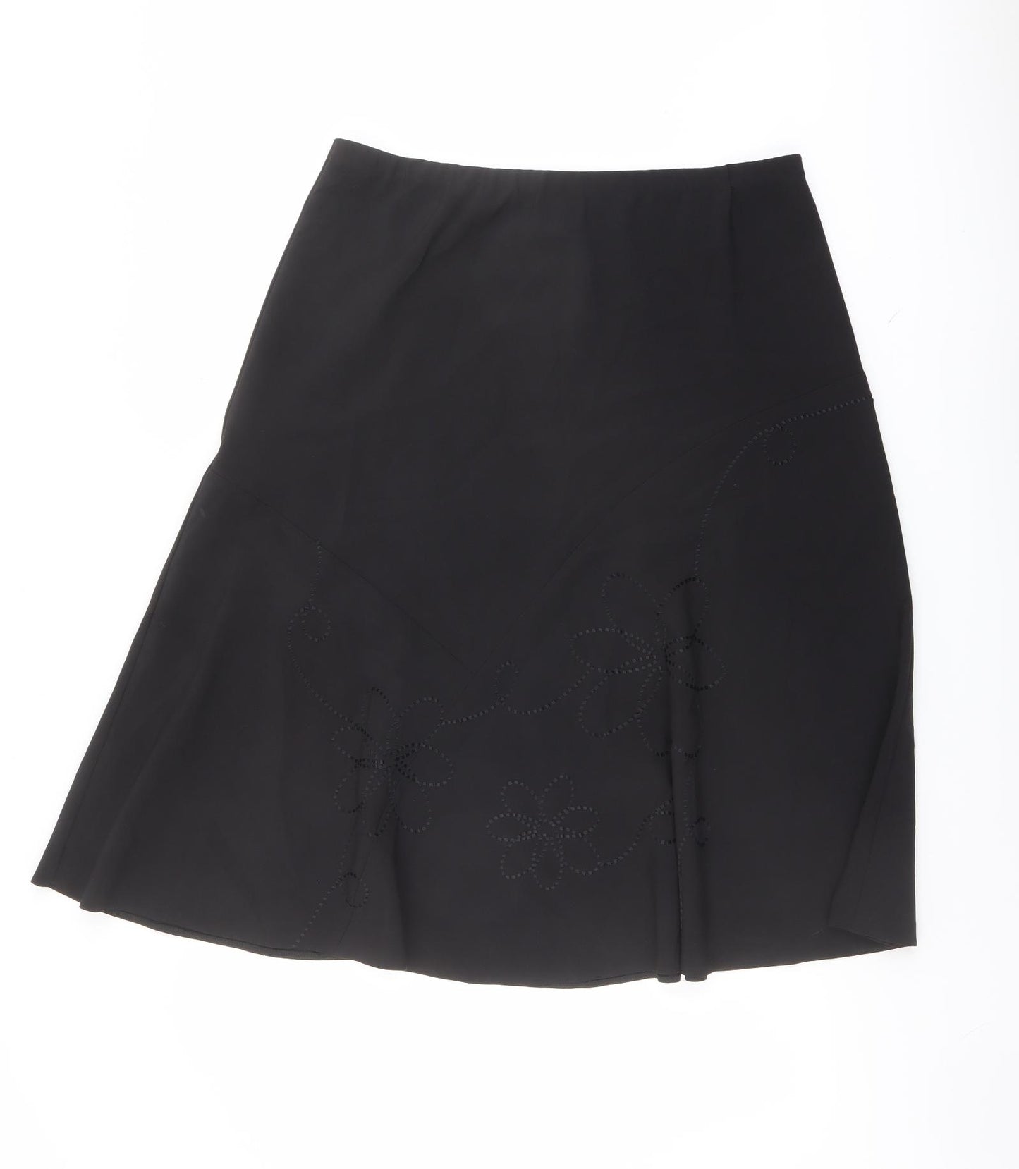 Classics Womens Black Polyester Swing Skirt Size 16