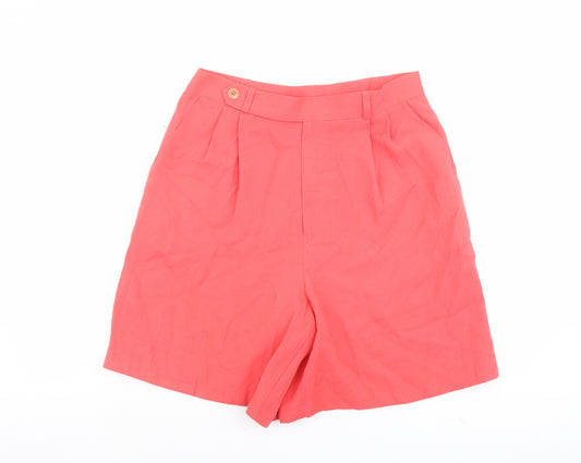 Samantha Womens Red Polyester Basic Shorts Size 12 L8 in Regular Button