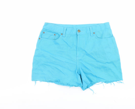 Jeanology Womens Blue Cotton Boyfriend Shorts Size 10 L4 in Regular Button - Raw Hem