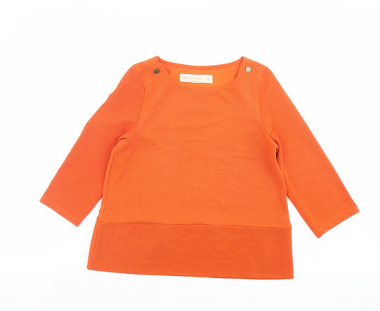 Zara Womens Orange Polyester Basic Blouse Size S Round Neck
