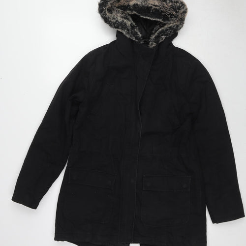 Miss Selfridge Womens Black Overcoat Coat Size 10 Zip