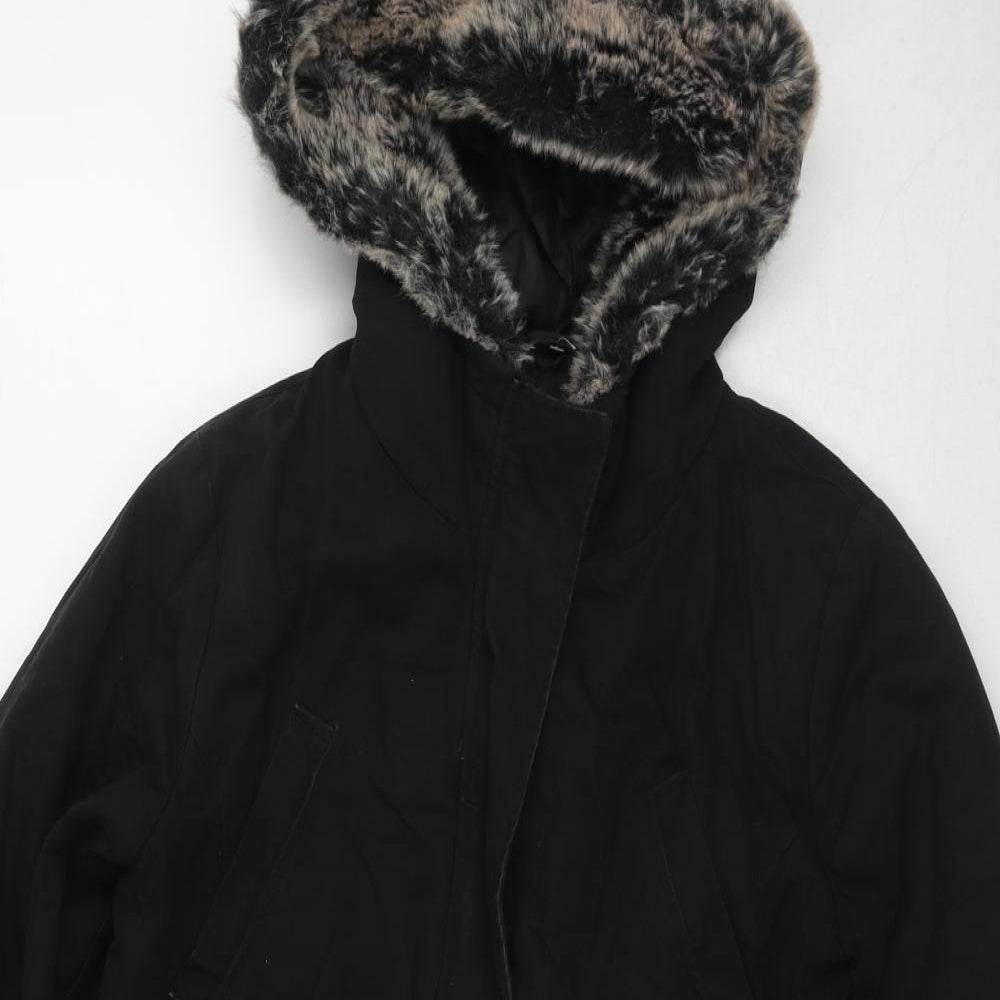Miss Selfridge Womens Black Overcoat Coat Size 10 Zip