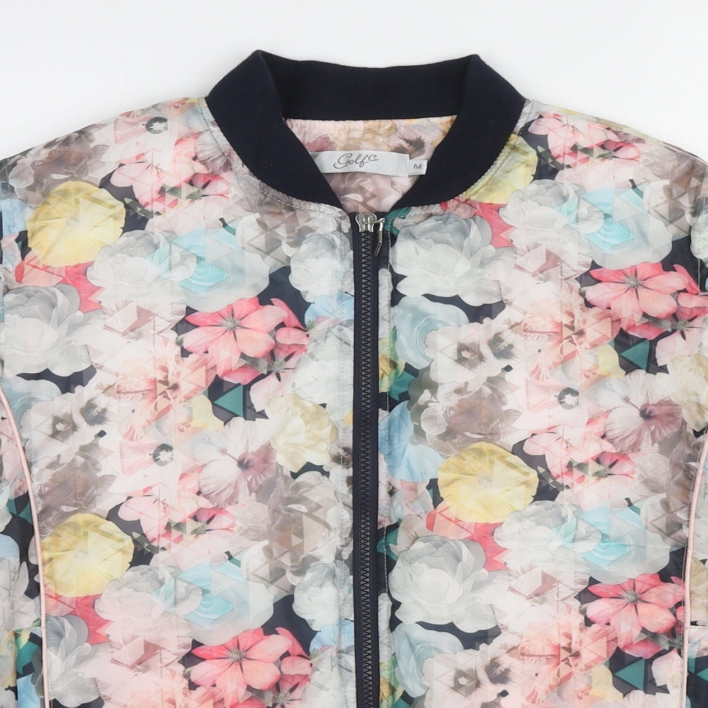 Golf Co Womens Multicoloured Floral Bomber Jacket Jacket Size M Zip