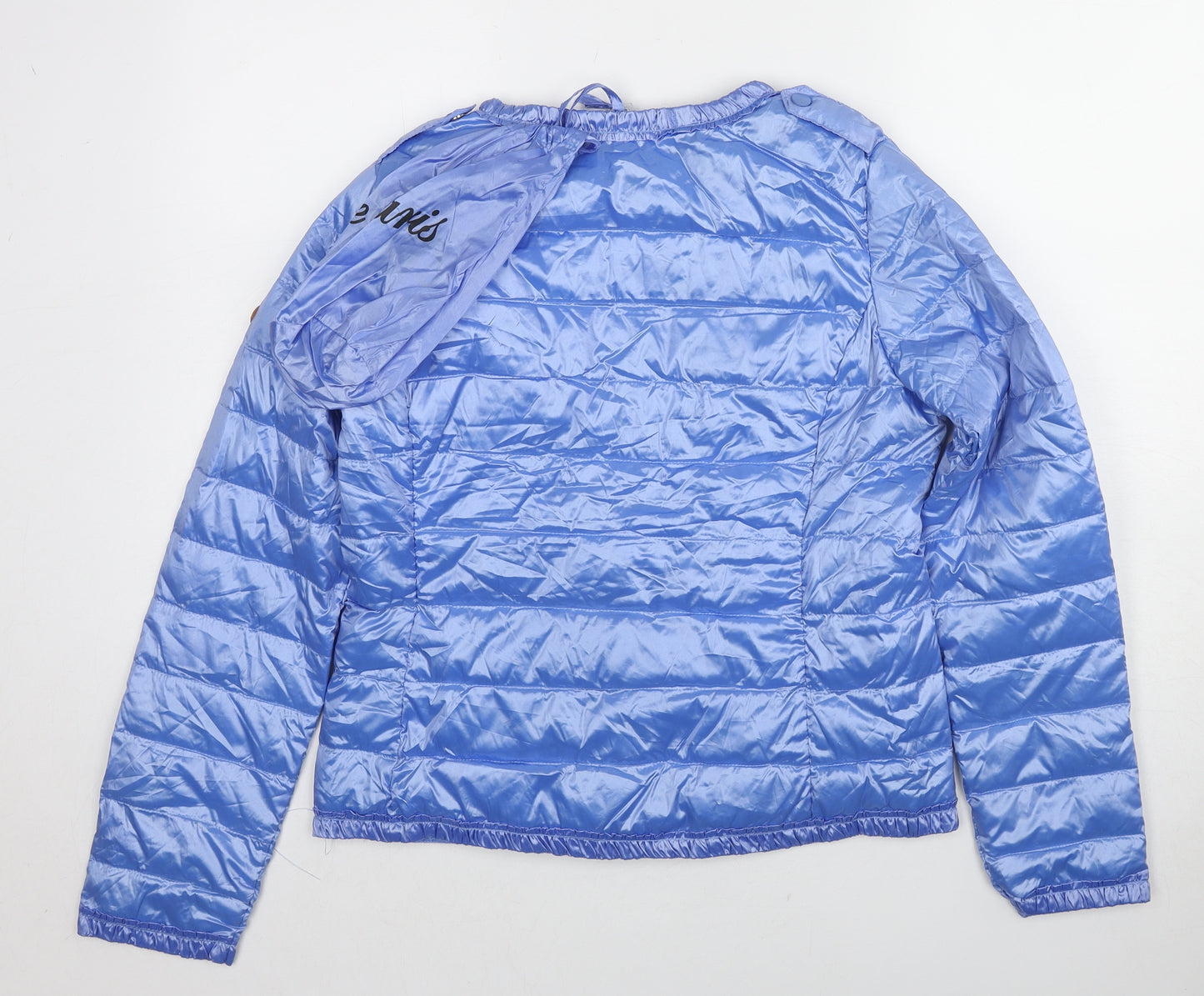 L'amie de Paris Womens Blue Quilted Jacket Size M Zip - Rain Proof Bag Included