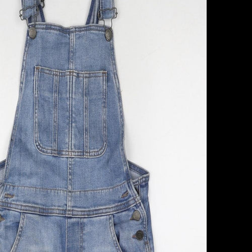 Fat Face Womens Blue Cotton Dungaree One-Piece Size 8 Button - Dungaree Short