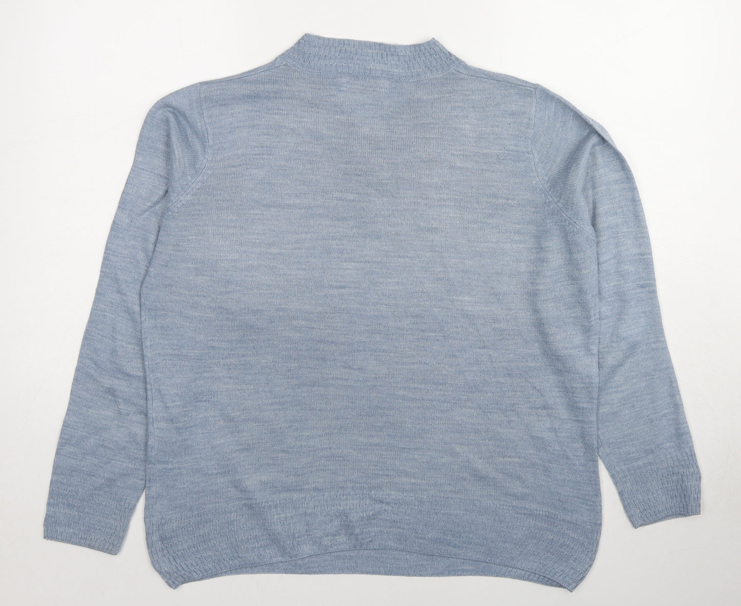 EWM Womens Blue V-Neck Acrylic Pullover Jumper Size 14 - Size 14-16