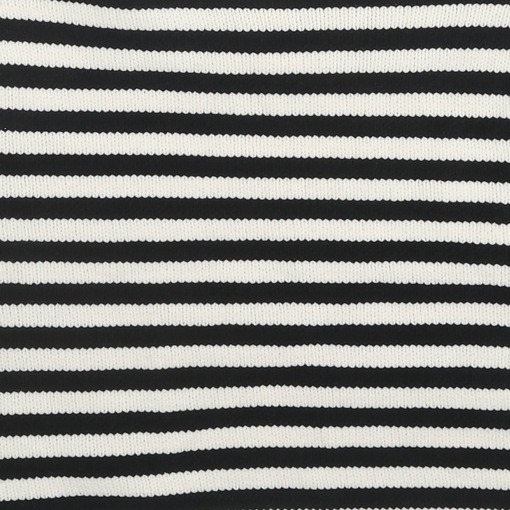 Zara Womens Black Round Neck Striped Polyester Pullover Jumper Size M Pullover