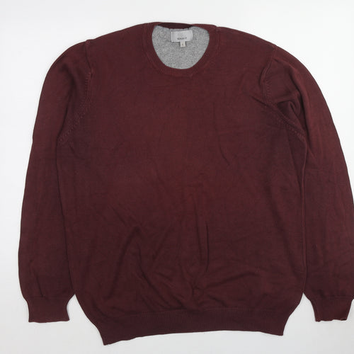 Marks and Spencer Womens Red Round Neck Cotton Pullover Jumper Size L