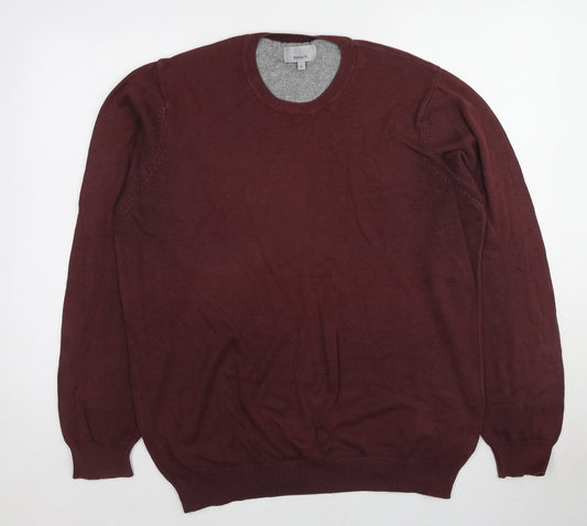Marks and Spencer Womens Red Round Neck Cotton Pullover Jumper Size L