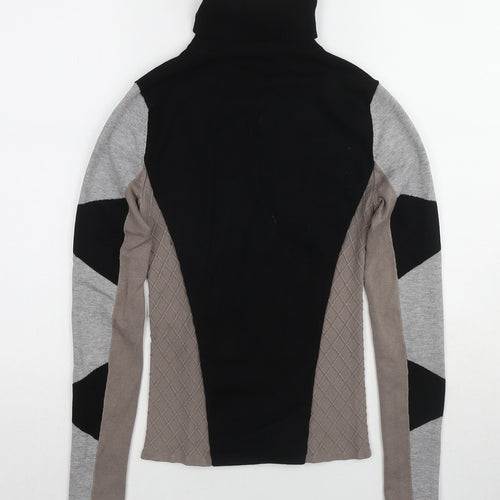 Karen Millen Womens Beige Roll Neck Geometric Polyester Pullover Jumper Size 6