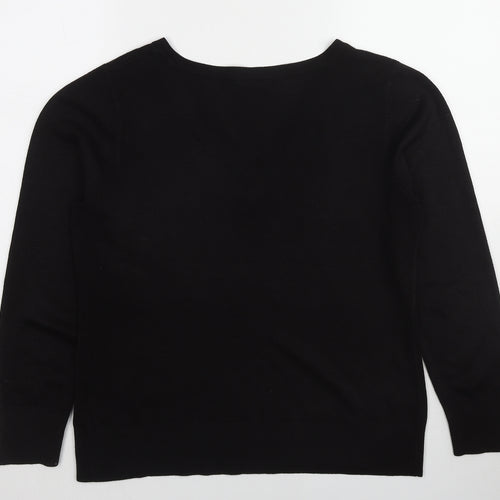 BHS Womens Black V-Neck Acrylic Pullover Jumper Size 16