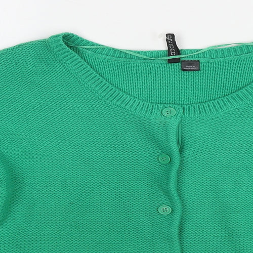 Divided by H&M Womens Green Round Neck Acrylic Cardigan Jumper Size 12