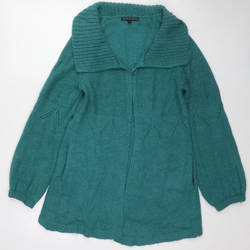 Marks and Spencer Womens Blue Collared Acrylic Cardigan Jumper Size 12