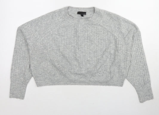 Topshop Womens Grey Round Neck Acrylic Pullover Jumper Size 12