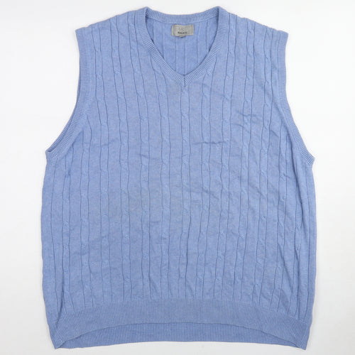 Marks and Spencer Womens Blue V-Neck Cotton Vest Jumper Size XL