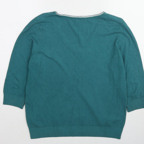 Per Una Womens Blue V-Neck Polyester Pullover Jumper Size 18