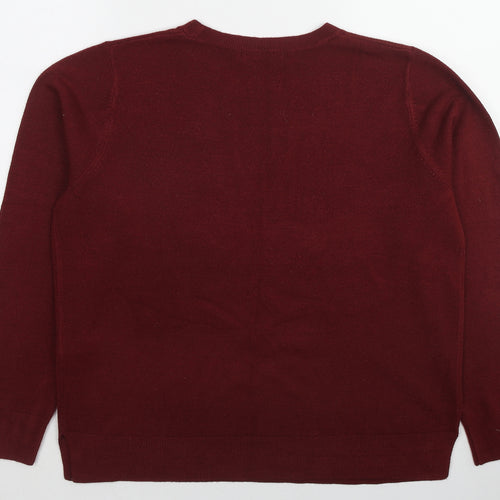 Marks and Spencer Womens Red Round Neck Acrylic Pullover Jumper Size 16