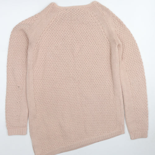 Heart & Soul Womens Pink Round Neck Cotton Pullover Jumper Size 10
