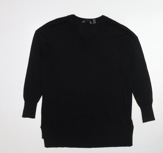 Claire Langford Womens Black Round Neck Acrylic Pullover Jumper Size L