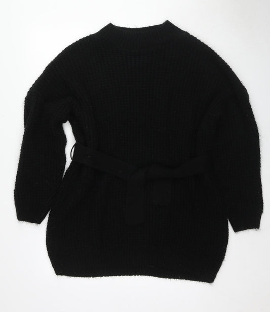 PRETTYLITTLETHING Womens Black Round Neck Acrylic Pullover Jumper Size L
