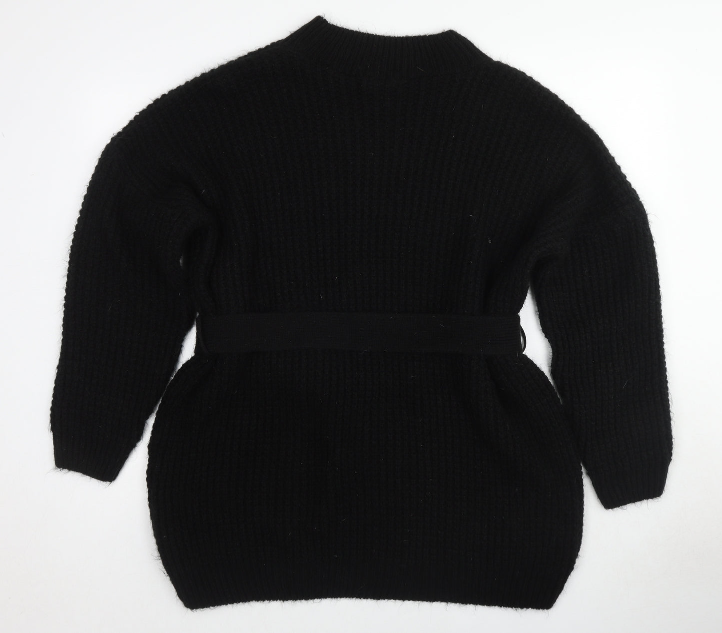PRETTYLITTLETHING Womens Black Round Neck Acrylic Pullover Jumper Size L