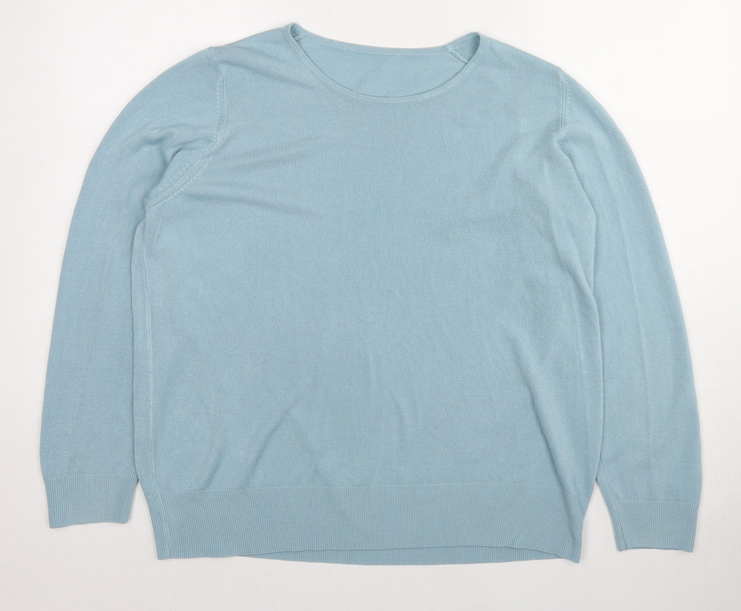 Marks and Spencer Womens Blue Round Neck Acrylic Pullover Jumper Size 20