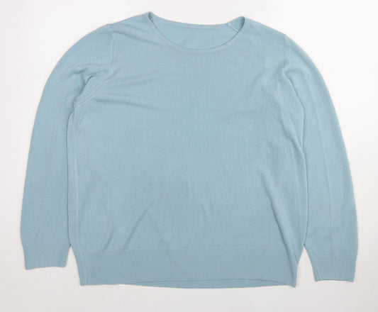 Marks and Spencer Womens Blue Round Neck Acrylic Pullover Jumper Size 20