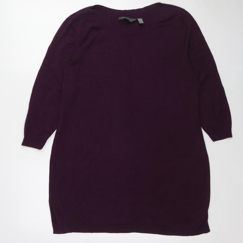 Claire Langford Womens Purple Round Neck Cotton Pullover Jumper Size XL