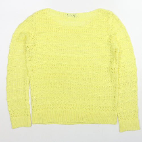 Bershka Womens Yellow Round Neck Polyester Pullover Jumper Size S