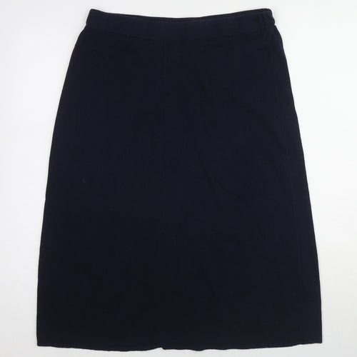 Woolovers Womens Blue Cotton A-Line Skirt Size M