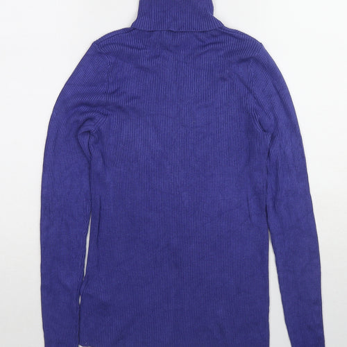 Marks and Spencer Womens Blue Roll Neck Viscose Pullover Jumper Size 12
