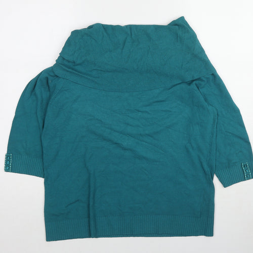 Per Una Womens Blue Boat Neck Viscose Pullover Jumper Size 8