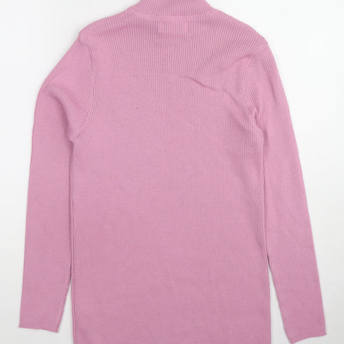 Afibel Womens Pink High Neck Wool Pullover Jumper Size 16 Pullover - Size 16-18 Ribbed