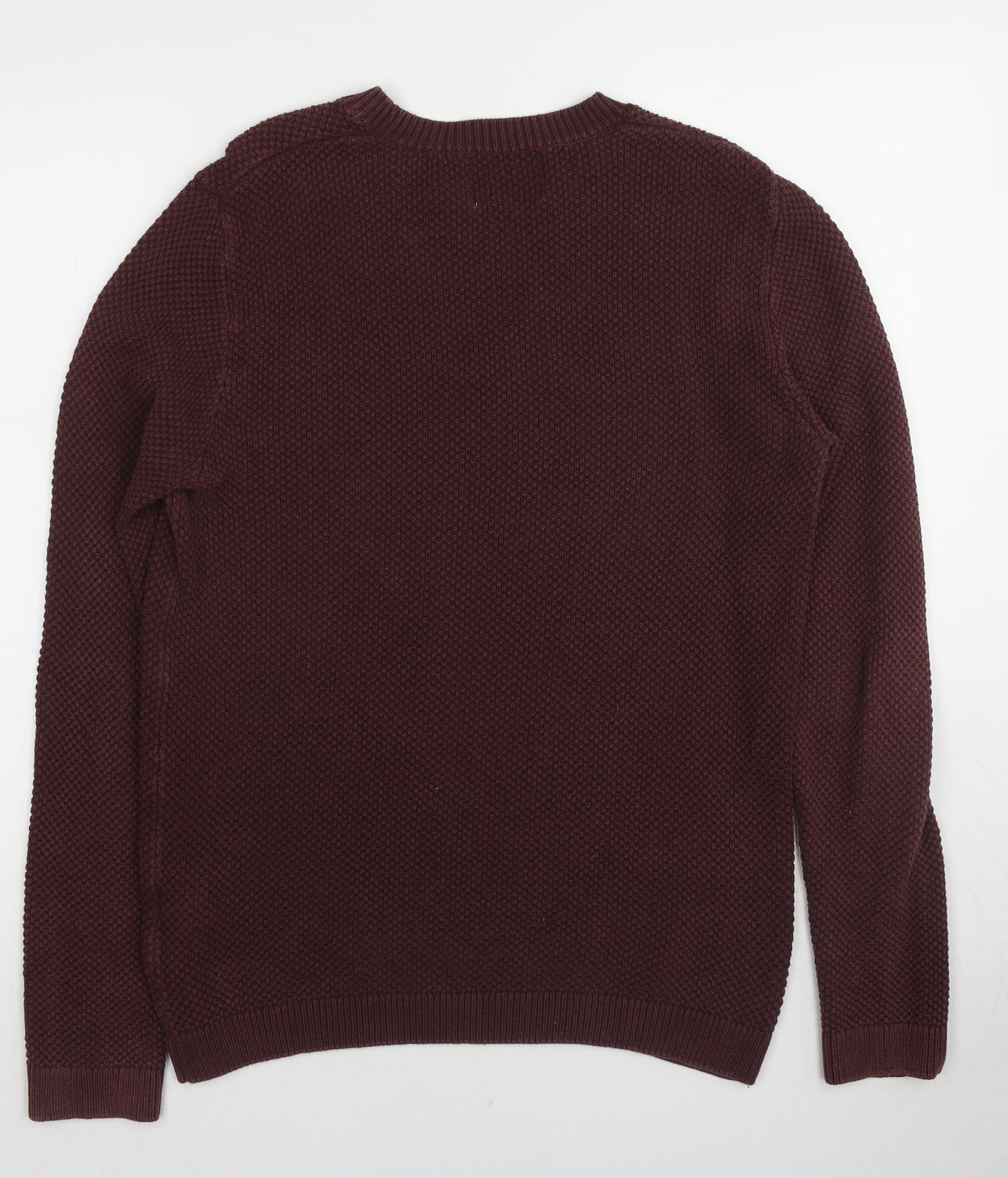 Topman Mens Red Round Neck Cotton Pullover Jumper Size S Long Sleeve