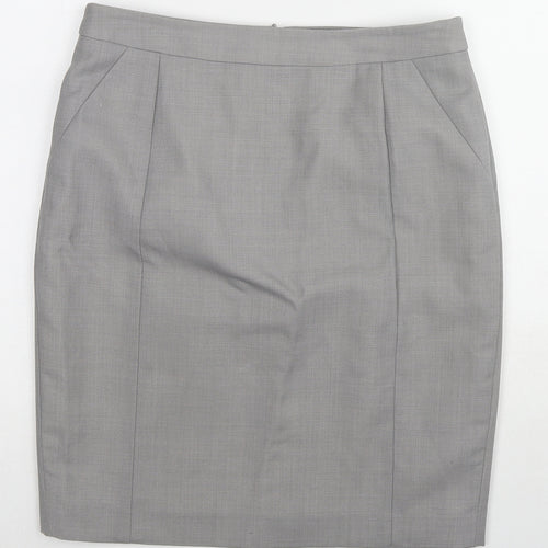 Reiss Womens Grey Polyester Straight & Pencil Skirt Size 12 Zip