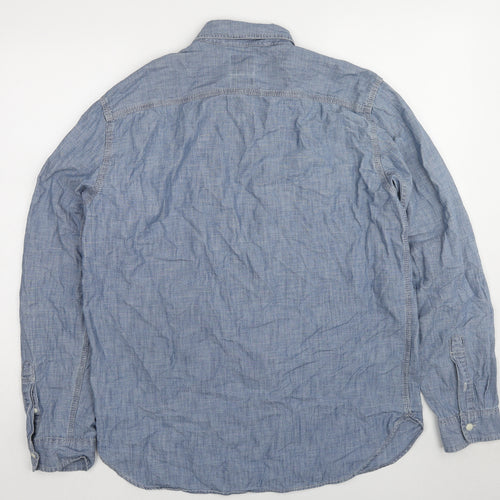 Gap Mens Blue Cotton Button-Up Size L Collared Button