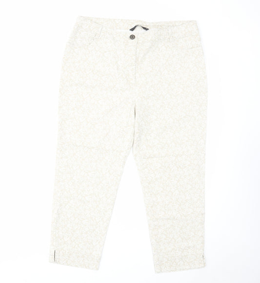 Bonmarché Womens Beige Cotton Cropped Jeans Size 14 L23 in Regular Zip