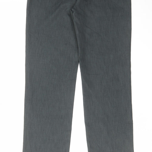 THOMO Womens Grey Polyester Trousers Size 8 L31 in Regular Hook & Eye
