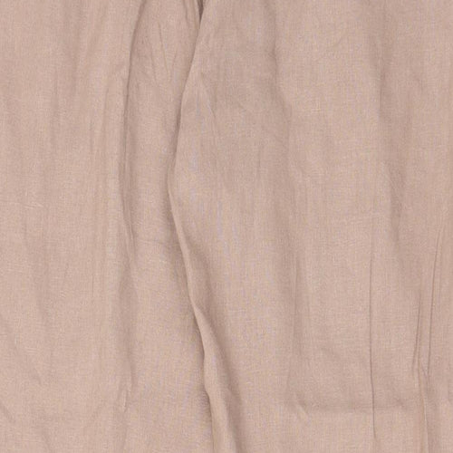 New Look Womens Pink Linen Chino Trousers Size 12 L27 in Regular Zip