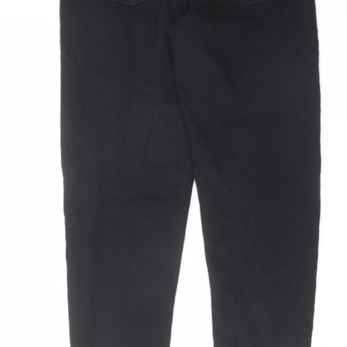 Primark Womens Black Cotton Tapered Jeans Size 6 L28 in Regular Zip